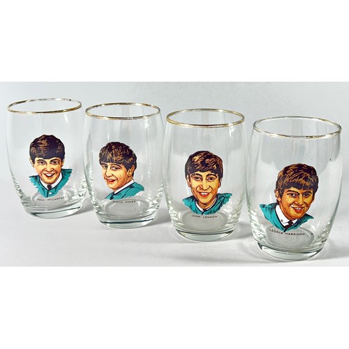 170 - A Fab Four set of Beatles glasses, transfer portraits, John, Paul, George, and Ringo