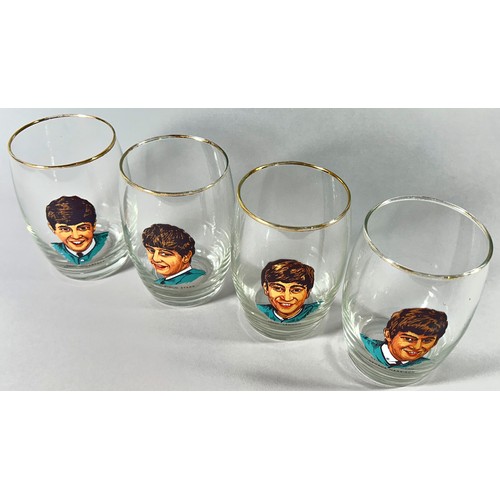 170 - A Fab Four set of Beatles glasses, transfer portraits, John, Paul, George, and Ringo