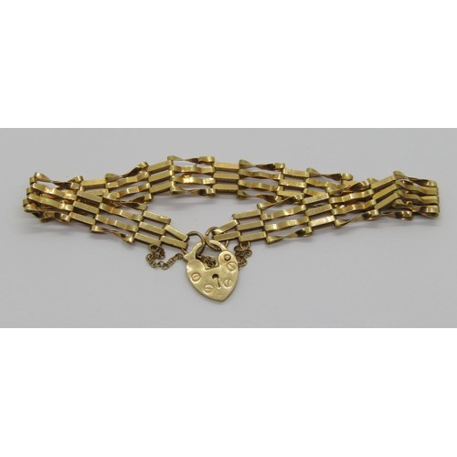 243 - Italian 14k herringbone chain necklace, 2.9g and a 9ct gate link bracelet, 4.2g (one link af) (2)