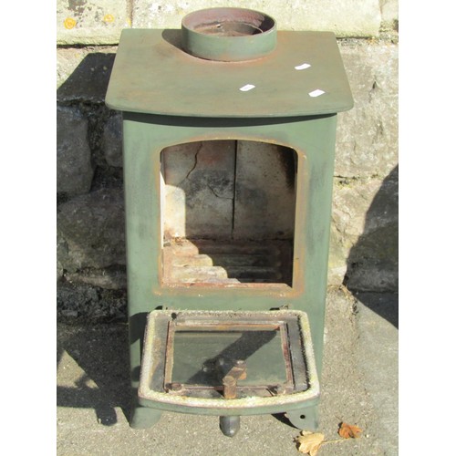 1066 - A small Villager cast iron multi fuel stove with arched glazed panelled drop door, 59cm high x 34cm ... 