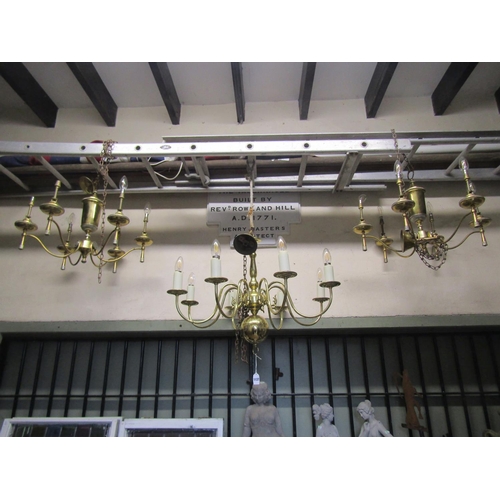 1077 - A pair of Neo classical style six branch hanging ceiling lights, together with one other (3)