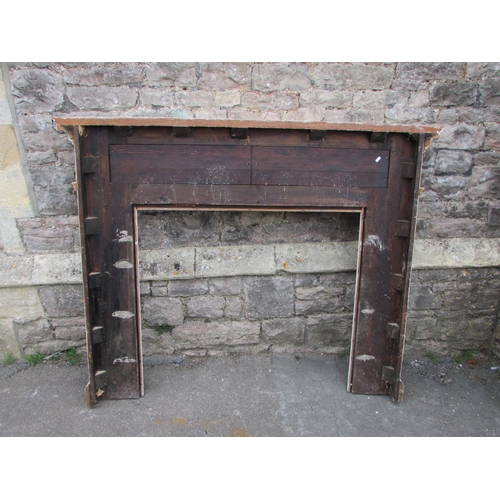 1080 - An antique Georgian style painted pine fire surround/chimney piece with classical detail, 132 cm hig... 