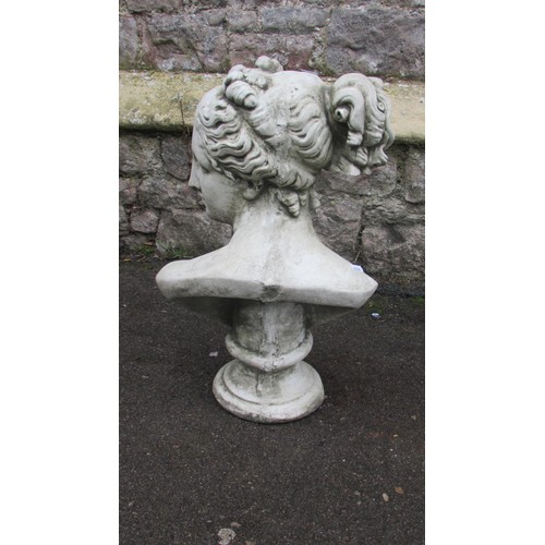 1043 - Cast composition stone (to simulate marble) classical female bust, 50cm high