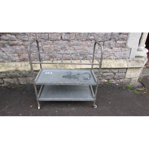 1083 - An industrial galvanised and tubular steel framed three tier trolley, 88cm (full height( x 80cm x 40... 