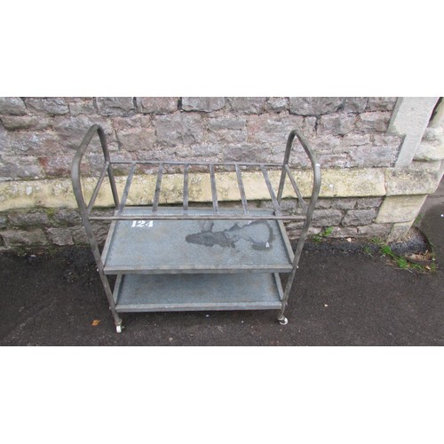 1083 - An industrial galvanised and tubular steel framed three tier trolley, 88cm (full height( x 80cm x 40... 