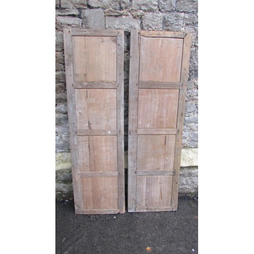 1079 - A pair of antique pine quarter panels with Gothic tracery quatrefoil detail, 142cm high x 41cm wide