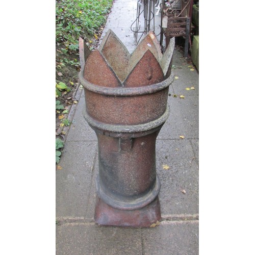 1001 - A salt glazed cylindrical crown top chimney pot (af) 80cm high