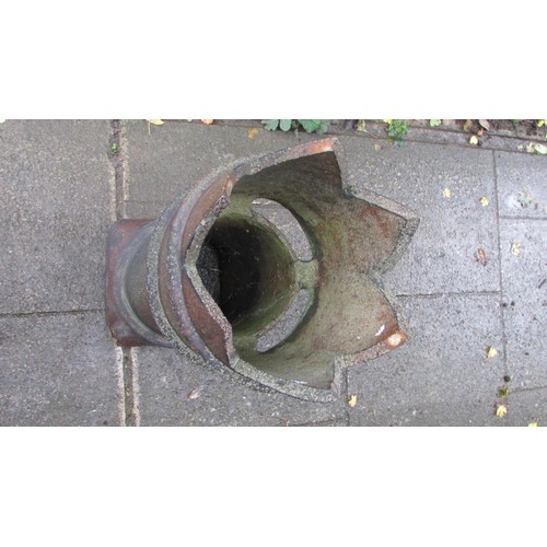 1001 - A salt glazed cylindrical crown top chimney pot (af) 80cm high