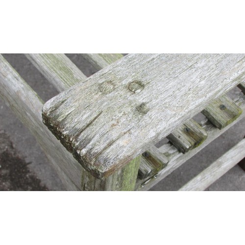 1013 - A vintage weathered teak Lister wood bench, 160cm long approx (af)