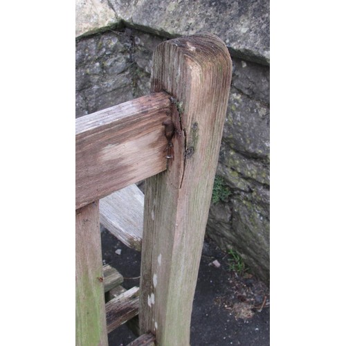 1013 - A vintage weathered teak Lister wood bench, 160cm long approx (af)