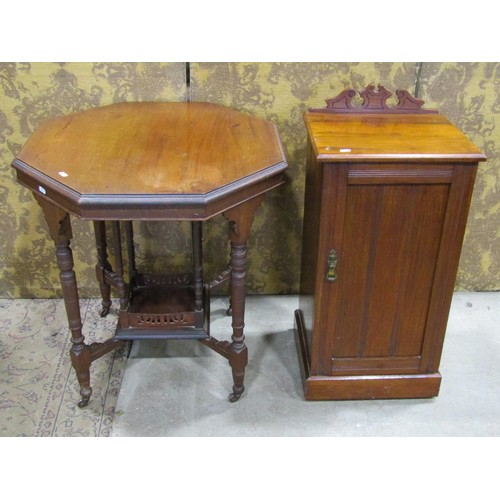 1123 - An Edwardian walnut occasional table of octagonal form together with an Edwardian walnut bedside cup... 