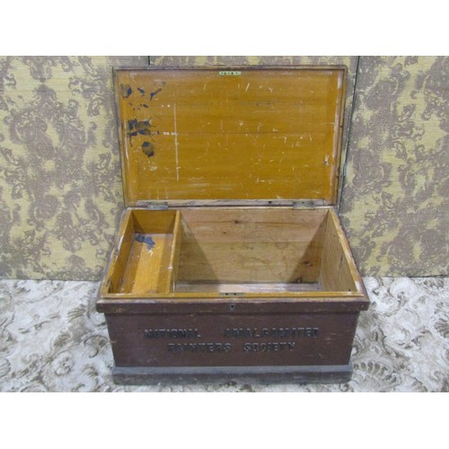 1127 - Two vintage stained pine chests with hinged lids