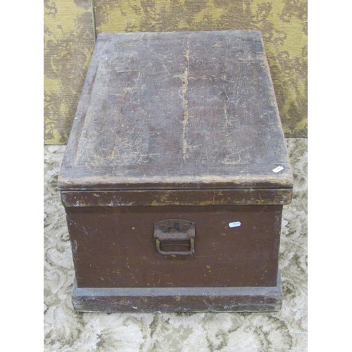 1127 - Two vintage stained pine chests with hinged lids