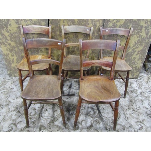 1134 - Five Windsor elm and beechwood curved bar-back chairs