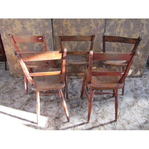 1134 - Five Windsor elm and beechwood curved bar-back chairs