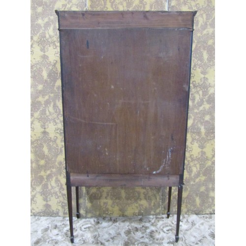 1149 - An inlaid Edwardian mahogany display cabinet partially enclosed by a pair of glazed panelled doors, ... 