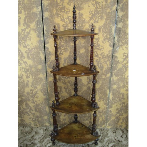 1157 - A Victorian mahogany toilet mirror, together with a four tier graduated watnot with inlaid detail, a... 