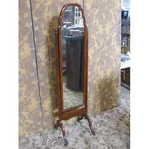 1146 - A cheval mirror in the Queen Anne style, 163cm high X 40cm wide