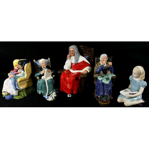 104 - Ten assorted Royal Doulton porcelain figure groups to include ‘Teatime’, ‘Sweet Dreams’, ‘Old Mrs. E... 