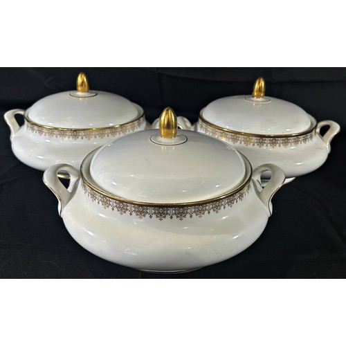 134 - Three Royal Doulton ‘Gold Lace’ tureens and covers (3).