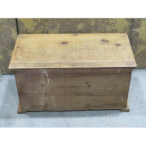 1184 - A small stripped pine counter top chest of six drawers with mahogany fronts, 33cm high x 65cm x 35cm