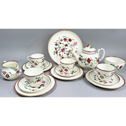 136 - Royal Worcester Astley pattern tea service to include cake plate, four cups and saucers and tea plat... 