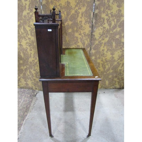 1188 - An inlaid Edwardian rosewood writing desk, the raised back incorporating two cupboards and central m... 