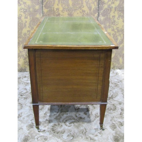 1190 - A 19th century mahogany kneehole writing desk with possibly associated rectangular top over an arran... 