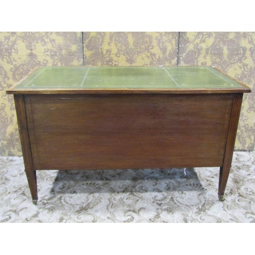 1190 - A 19th century mahogany kneehole writing desk with possibly associated rectangular top over an arran... 