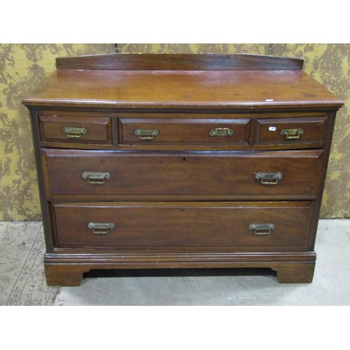 1192 - An Edwardian walnut bedroom chest of three short over two long drawers with shallow breakfront, 80cm... 