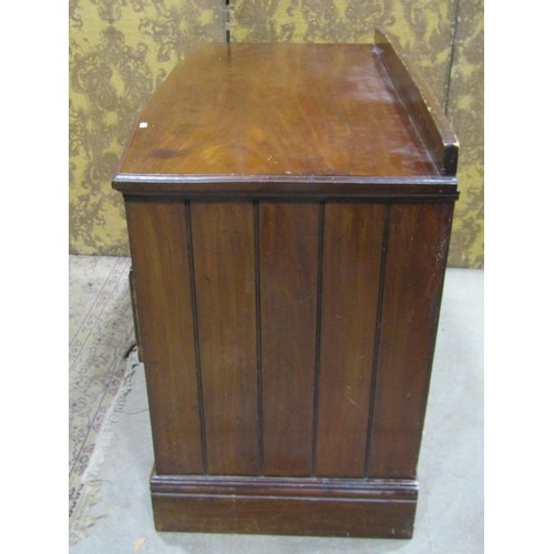 1192 - An Edwardian walnut bedroom chest of three short over two long drawers with shallow breakfront, 80cm... 