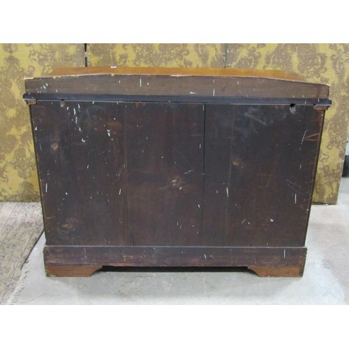 1192 - An Edwardian walnut bedroom chest of three short over two long drawers with shallow breakfront, 80cm... 