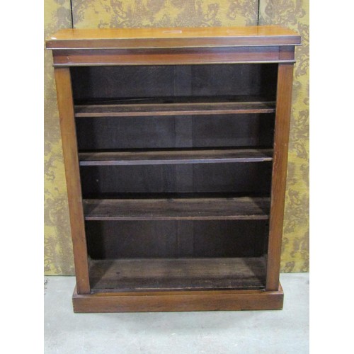 1196 - A late Victorian walnut floor standing open bookcase with three adjustable shelves, 107cm high x 84c... 