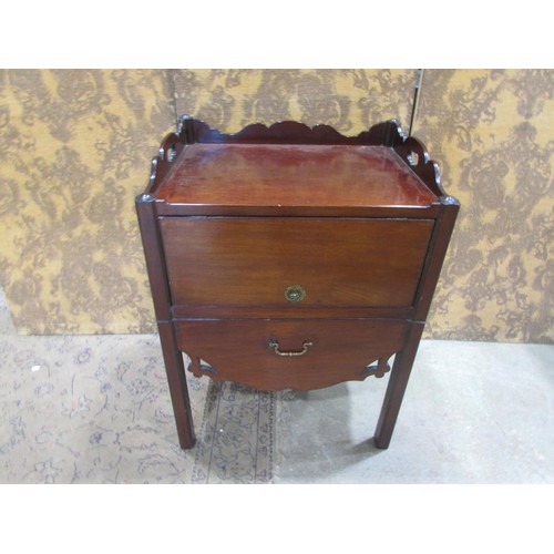 1205 - A Georgian mahogany tray top commode raised on square cut and moulded supports 82 cm high x 61 cm wi... 