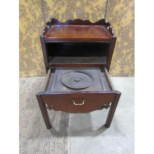 1205 - A Georgian mahogany tray top commode raised on square cut and moulded supports 82 cm high x 61 cm wi... 