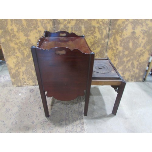 1205 - A Georgian mahogany tray top commode raised on square cut and moulded supports 82 cm high x 61 cm wi... 