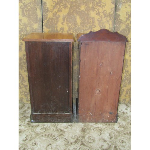 1214 - A Victorian mahogany bedside cupboard enclosed by a moulded arched panelled door, 87cm  (full height... 