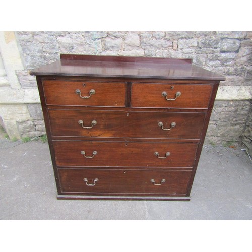 1222 - A Georgian style mahogany bedroom chest of three long and two short drawers with swan neck handles, ... 