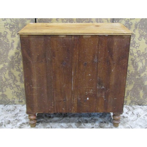 1232 - A Victorian stripped pine chest of two long and two short drawers, 85cm high x 84cm x 45cm