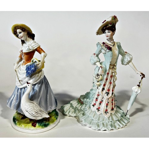 128 - Two porcelain figure groups, Coalport ‘Alexandra’ and Royal Worcester ‘Goose Girl’ (2).