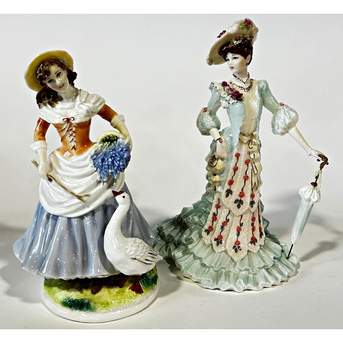 128 - Two porcelain figure groups, Coalport ‘Alexandra’ and Royal Worcester ‘Goose Girl’ (2).