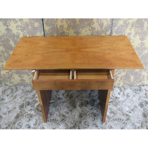 1241 - A contemporary John Coleman kneehole burrwood veneered two drawer desk 73cm x 110cm x 55cm