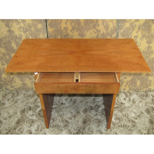 1241 - A contemporary John Coleman kneehole burrwood veneered two drawer desk 73cm x 110cm x 55cm