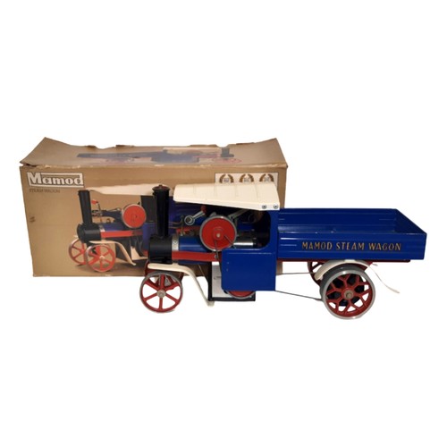 631 - Mamod Steam Wagon SW1 in blue livery with box. No burner, scuttle or steering rod.