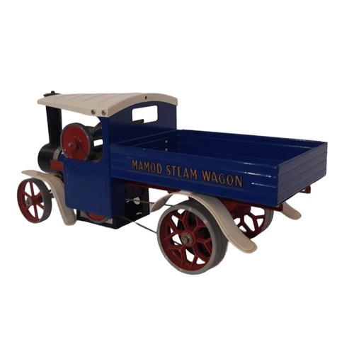 631 - Mamod Steam Wagon SW1 in blue livery with box. No burner, scuttle or steering rod.