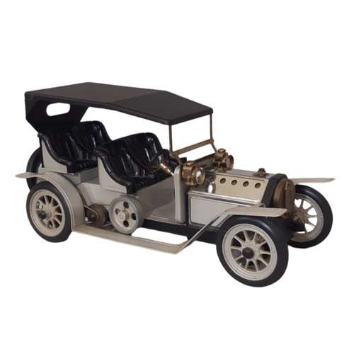 638 - Model Live Steam Limousine car (no brand mark, probably Mamod) in silver livery, no box or burner. L... 