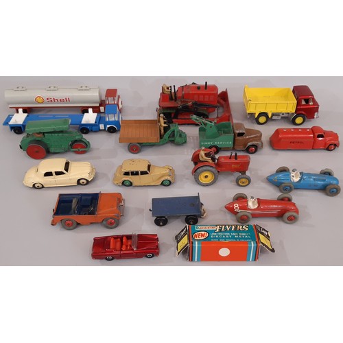 639 - A collection of vintage unboxed vehicles by Dinky together with a boxed Impy Rolls Royce Silver Clou... 