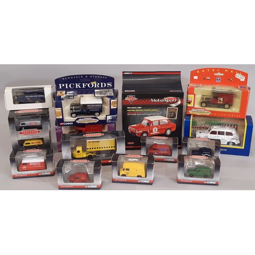 641 - Boxed model vehicles by Corgi including Trackside promotional and service vans and lorries, a Motors... 