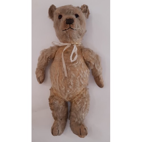 644 - 1932 Teddy Bear, possibly by Chiltern with pronounced muzzle, stitched nose, mouth and claws and ori... 