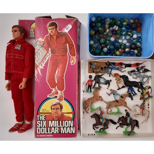 652 - Mixed toy lot including a boxed Six Million Dollar Man in original clothes (AF), Britains Deetail 'M... 